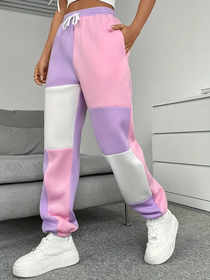 Joggerbroek Met Koord Losse Zittende Broek Kleur Blok