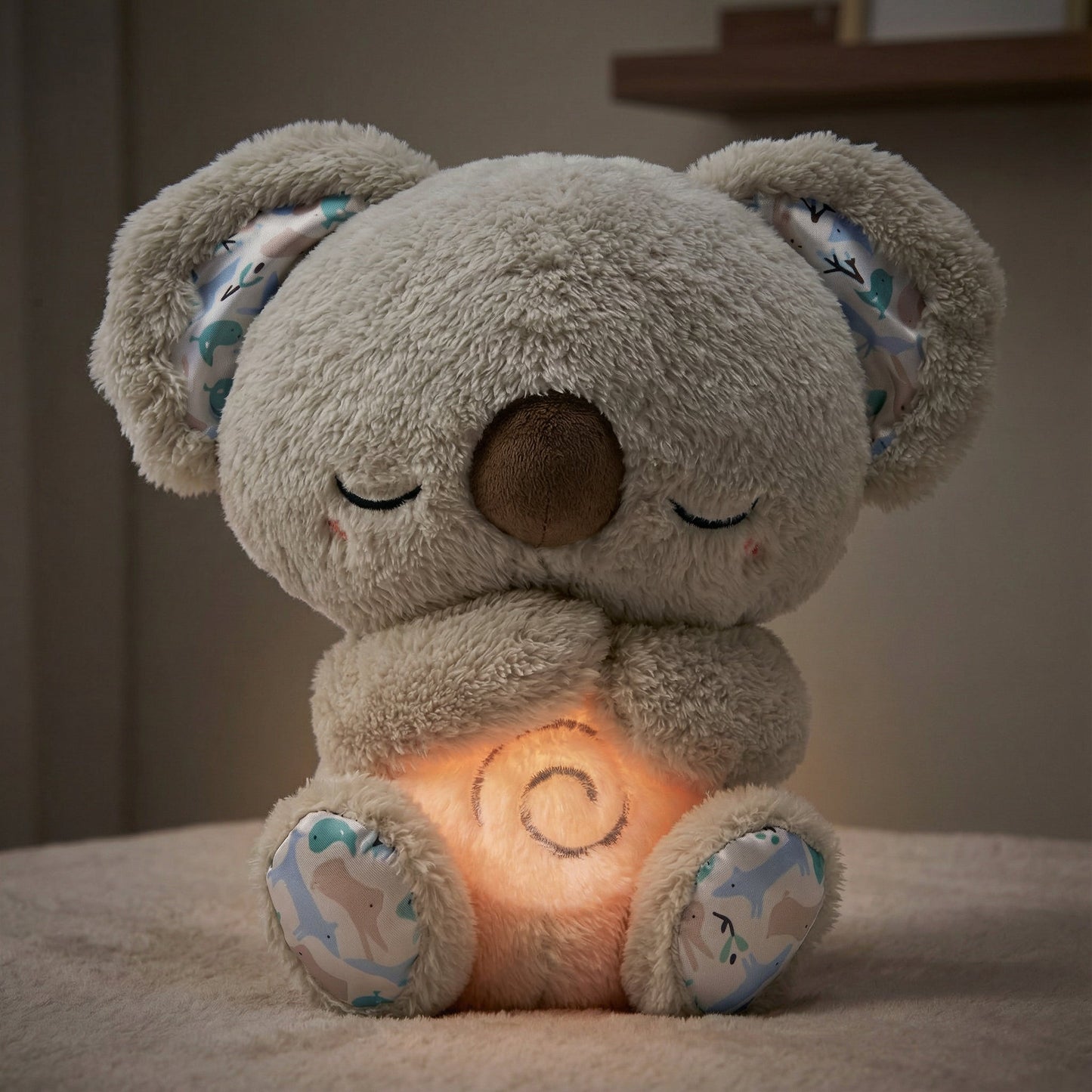 Ademende Knuffel met Zacht Licht en Rustgevende Beweging voor Kinderen
