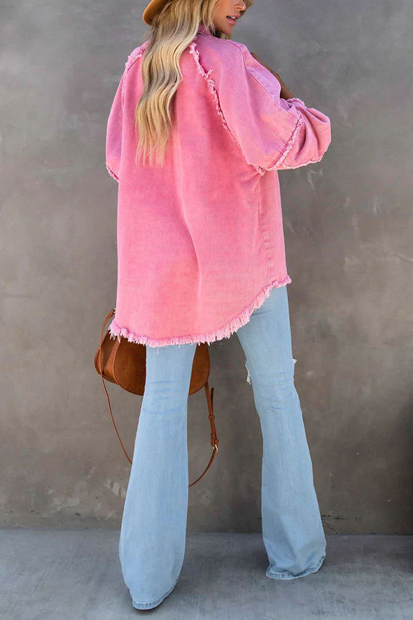 Lichtblauwe Zomerjas Denim Losse Pasvorm