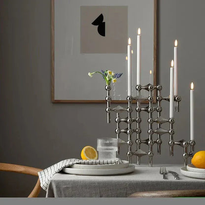 Design Kandelaar van Metaal met Modulair Frame | Moderne Tafeldecoratie & Sfeermaker