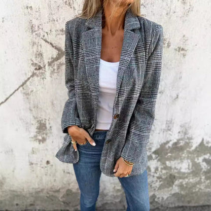 Dames Blazer Geruit Stijlvol Jasje Trendy Kleding