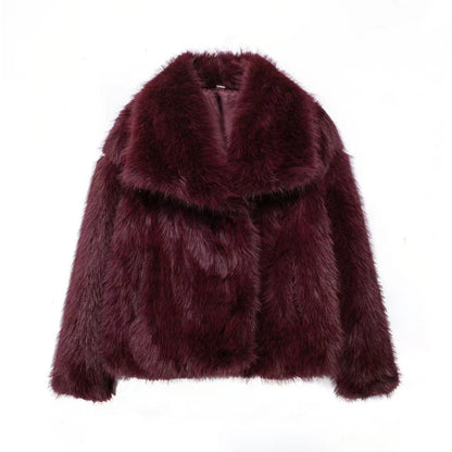Dames Faux Fur Jas Kort Zacht Oversized