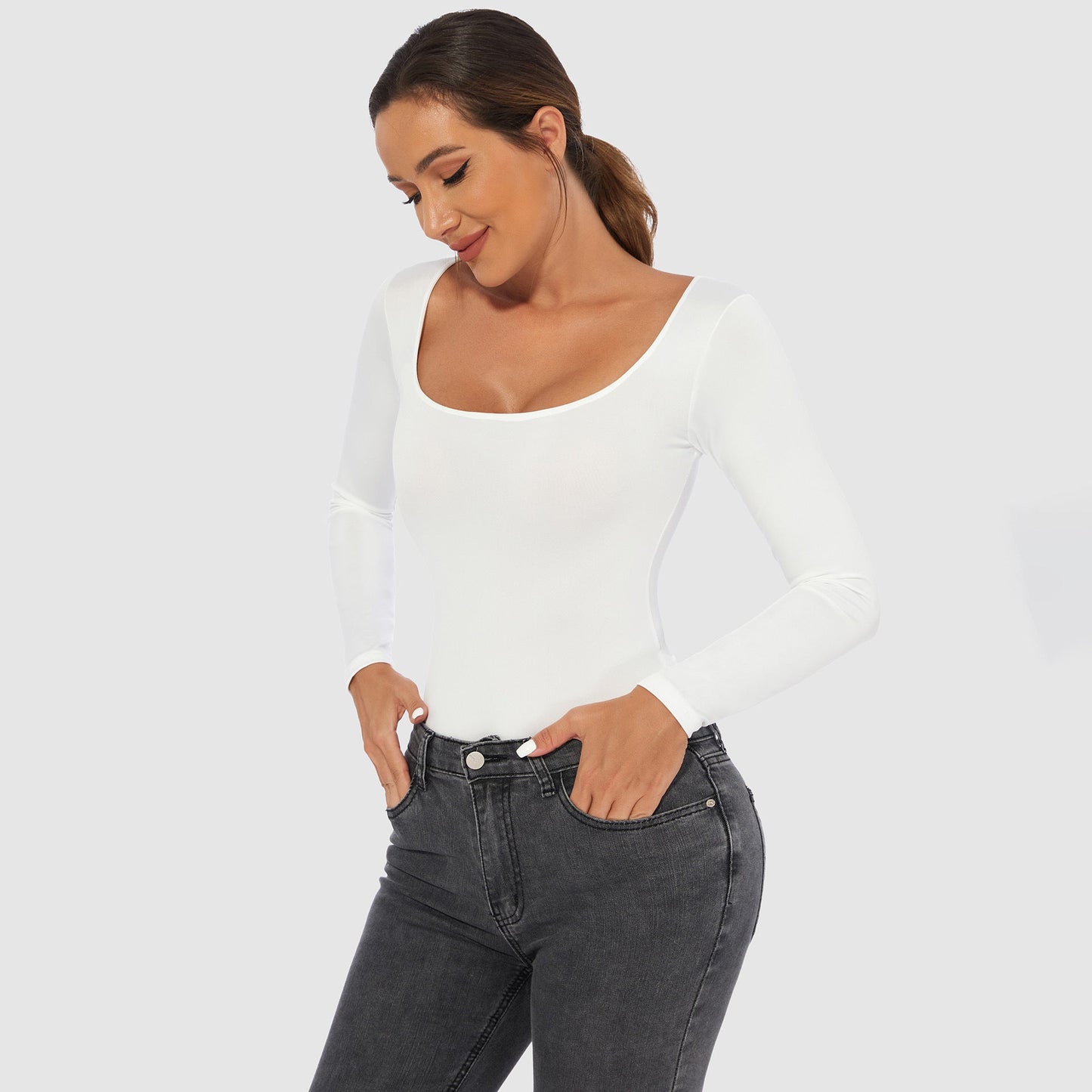 Dames Bodysuit Lange Mouwen Slank Makend Comfortabel