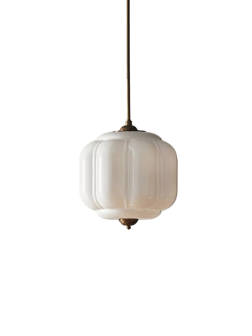 Vintage Melkglazen Hanglamp met Gegolfde Rand – Scandinavische Sfeerverlichting voor Keuken en Slaapkamer
