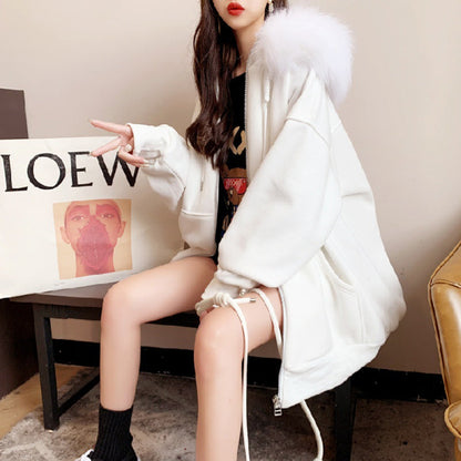 Dames Hoodie Oversized Zachte Kraag met Rits