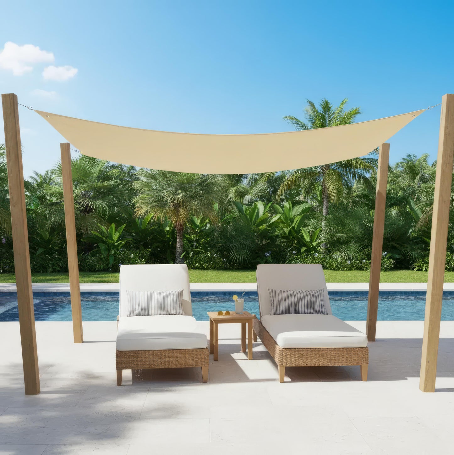Waterdicht Rechthoekig Schaduwdoek voor Terras, Balkon en Tuin – Polyester UV-Bescherming