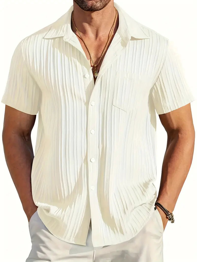 Lente Shirt Korte Mouwen Lichte Plissé Stof