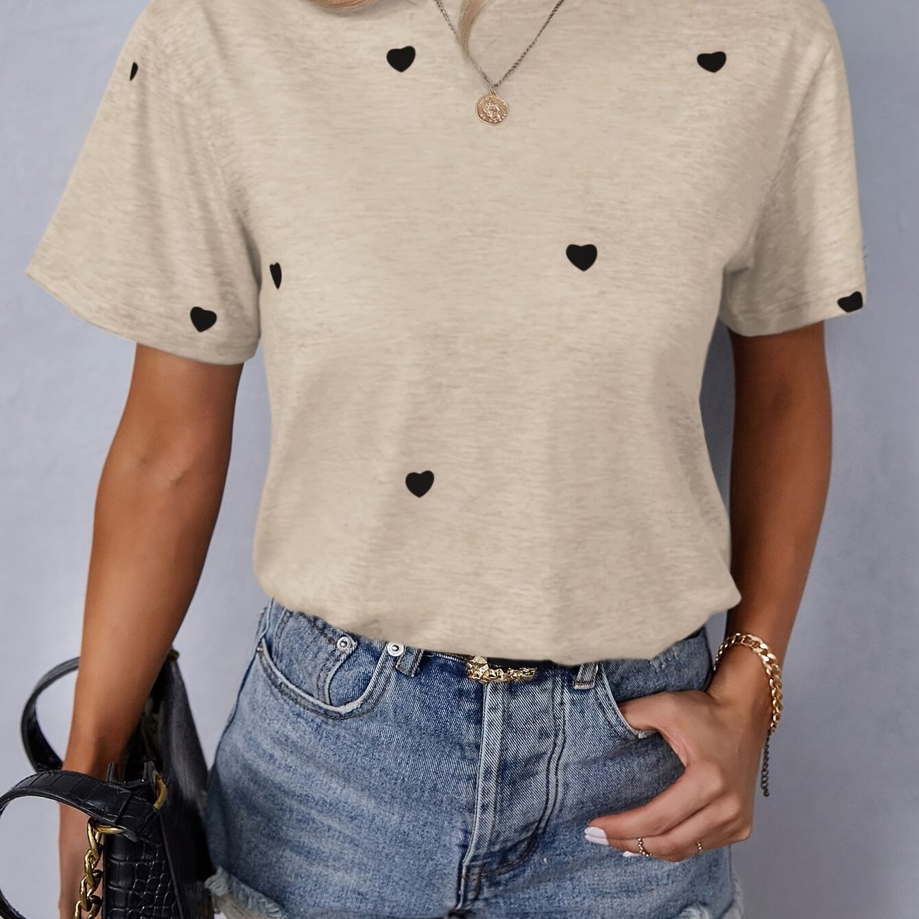 Hartprint T-Shirt voor Vrouwen