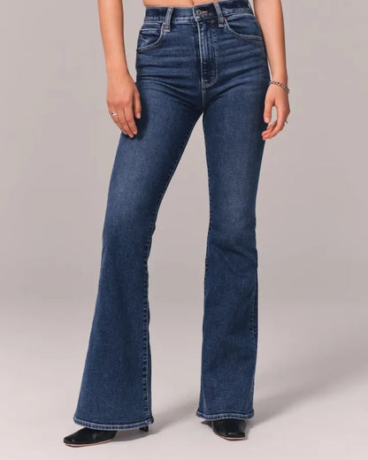Hoge Taille Jeans Flared Comfortabele Katoen Stretch