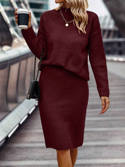 Dames Gebreide Set Rok en Trui Warm en Stijlvol