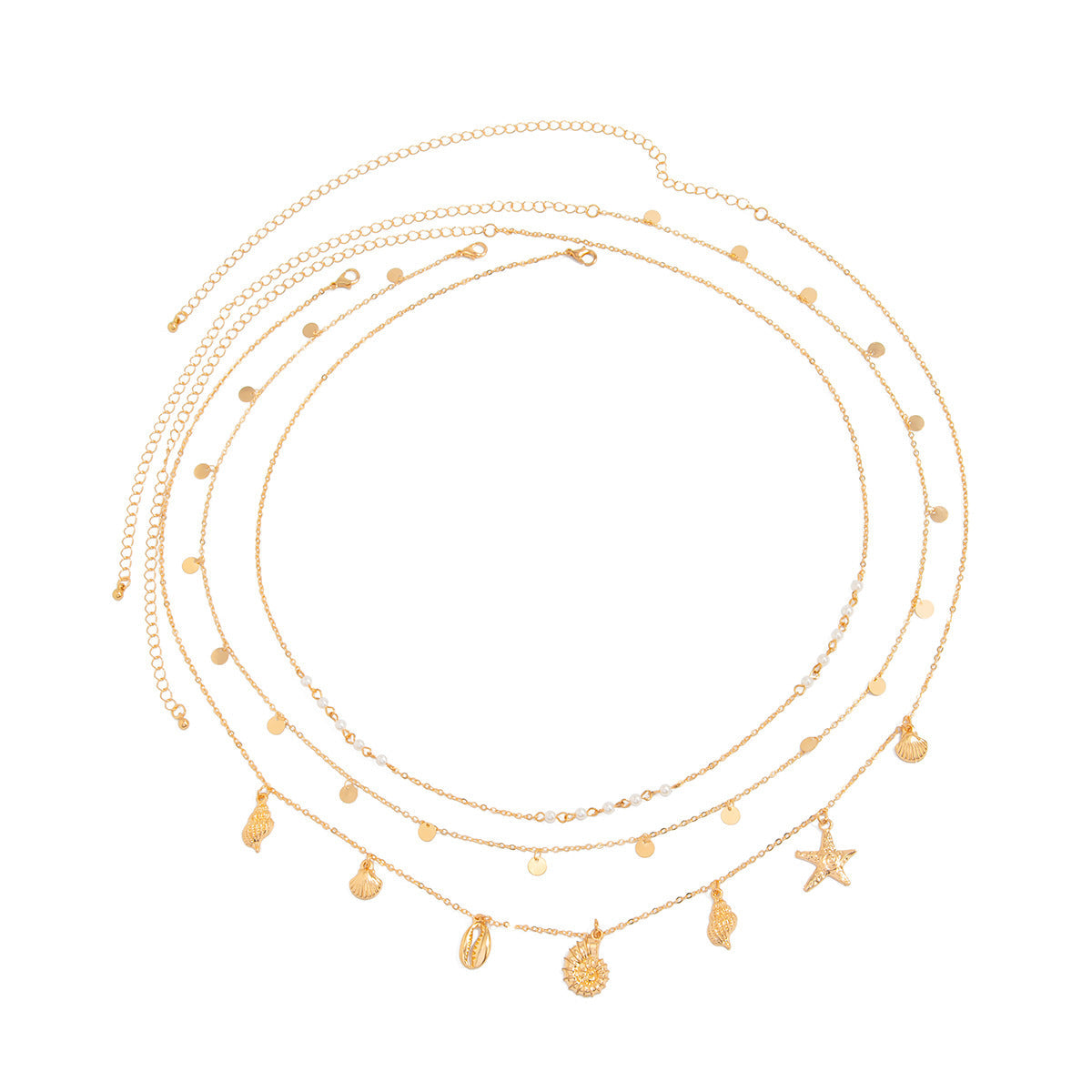 Zilveren Ketting met Parels en Schelpen voor Vrouw