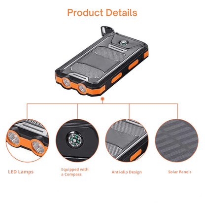 Zonnepanelen Powerbank 10000 mAh Met Waterdichte Behuizing Voor Outdoor Gebruik