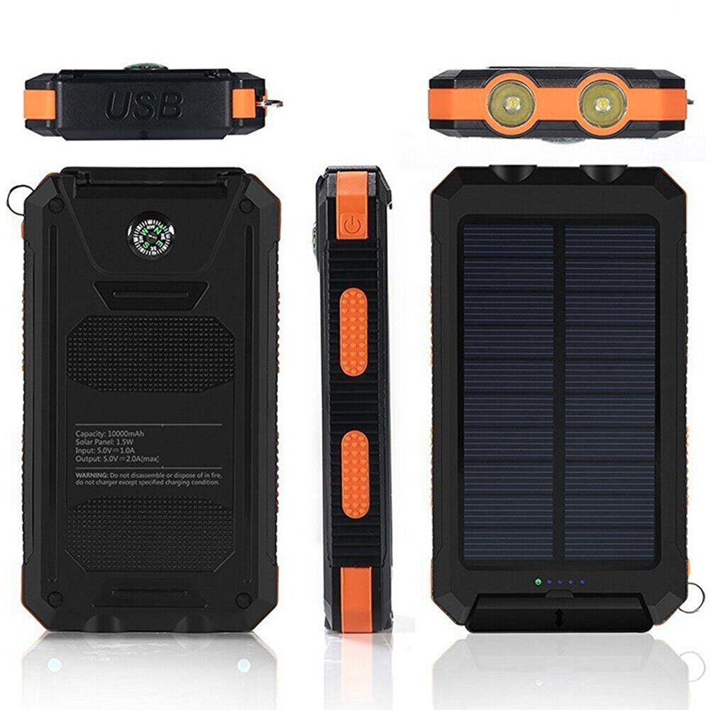 Zonnepanelen Powerbank 10000 mAh Met Waterdichte Behuizing Voor Outdoor Gebruik