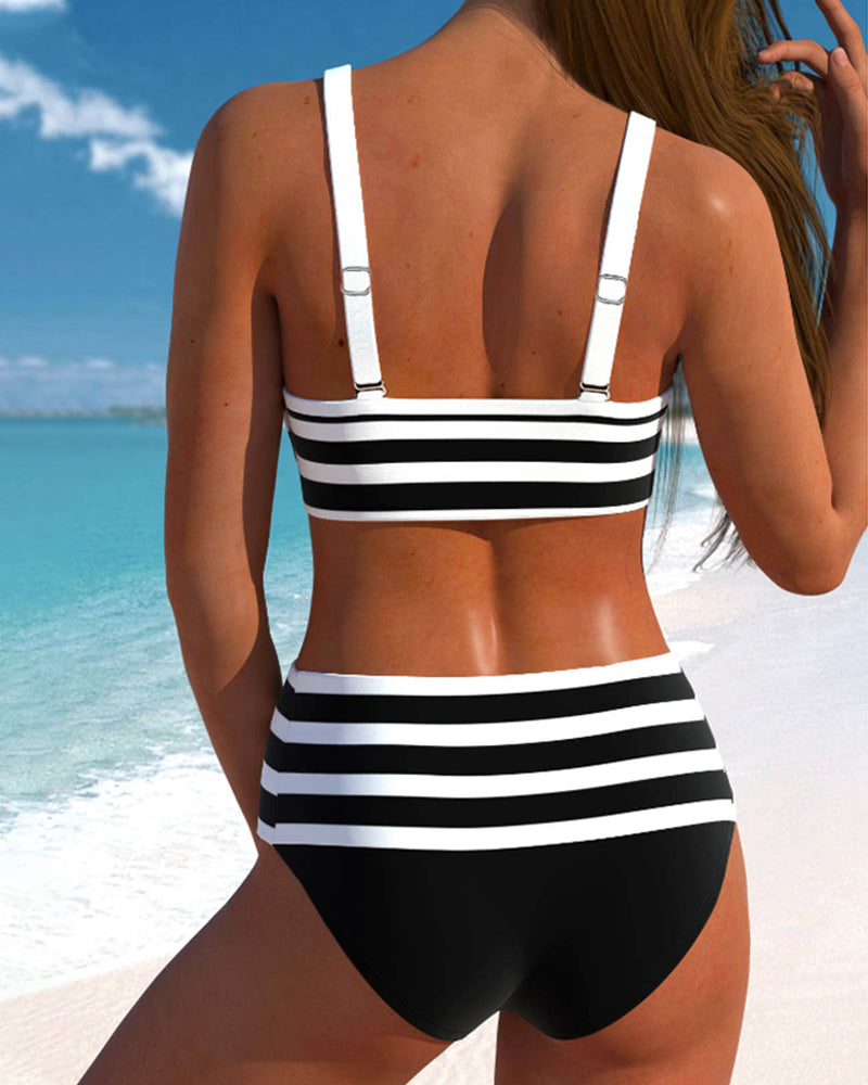 Dames Bikini Hoge Taille Gestreept Model