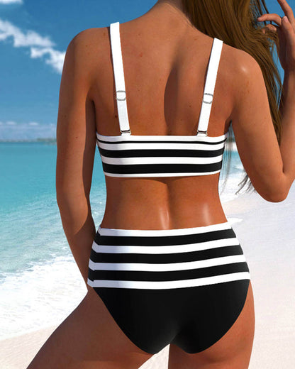 Dames Bikini Hoge Taille Gestreept Model