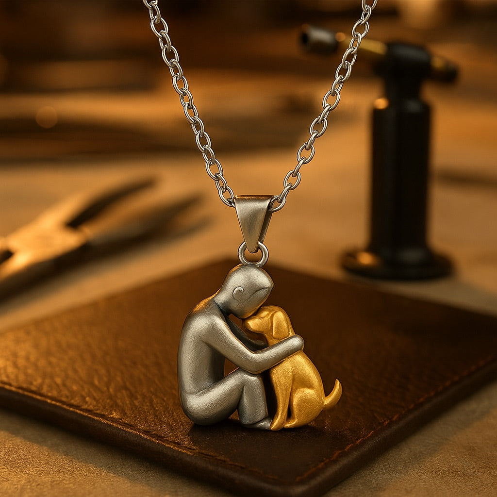 Knuffelige Omarming Ketting Symboliek Hond Kat Vrouw Man Goud Zwart Rosé