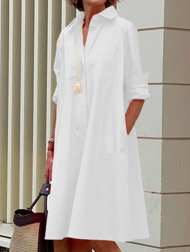 Dames Jurk Zwart Midi Elegante Knoopsluiting - StudioMarella