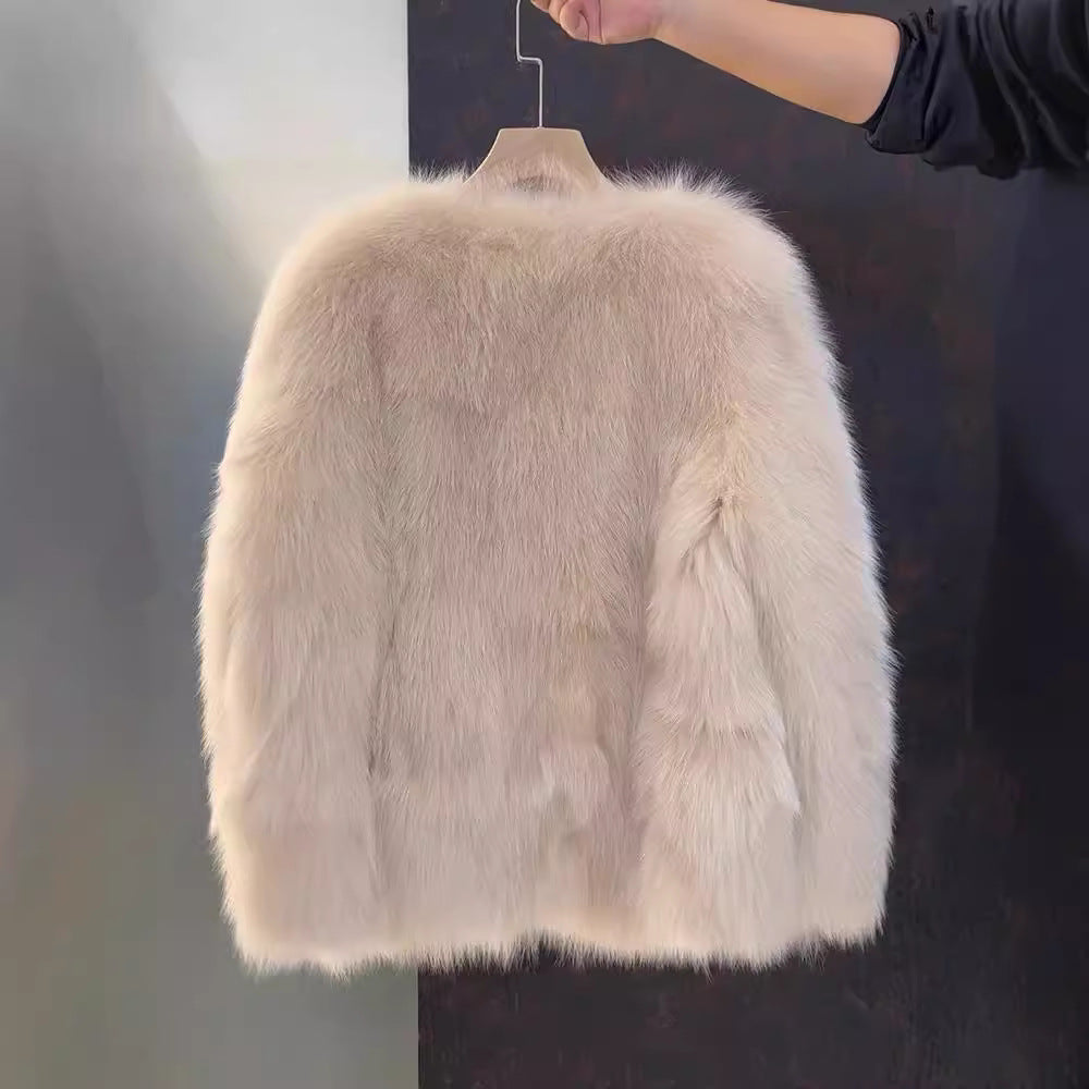 Dames Faux Fur Jas Met Zakken Luxe Uitstraling