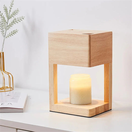 Kaarsenwarmerlamp Hout Modern 26cm Tafellamp Sfeerverlichting Woonkamer Slaapkamer