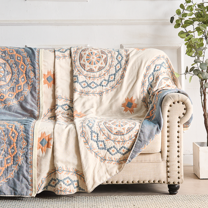 Katoenen Plaid met Mandala-Patroon – Boheems Decoratieve Deken voor Bank en Bed – 152×203 cm en 203×231 cm