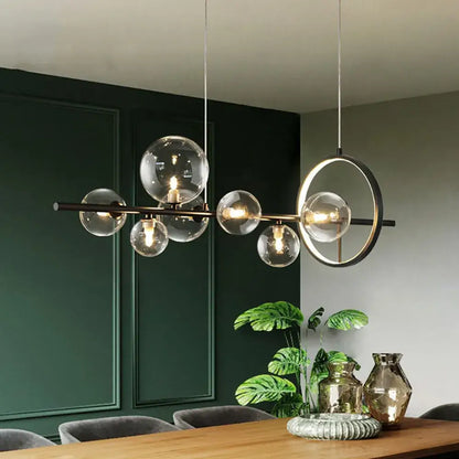 Glazen Hanglampen Lineair - Modern Gouden of Zwarte Hanglamp met 7 of 10 Lichtpunten - Inclusief G9 LED Lampen - Verstelbare Hoogte voor Keukeneiland Eettafel