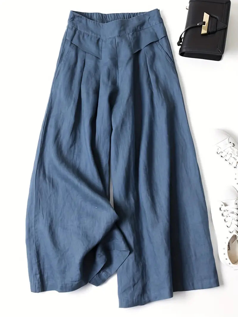 Wijde Linnen Broek Hoge Taille Zomerse Stijl