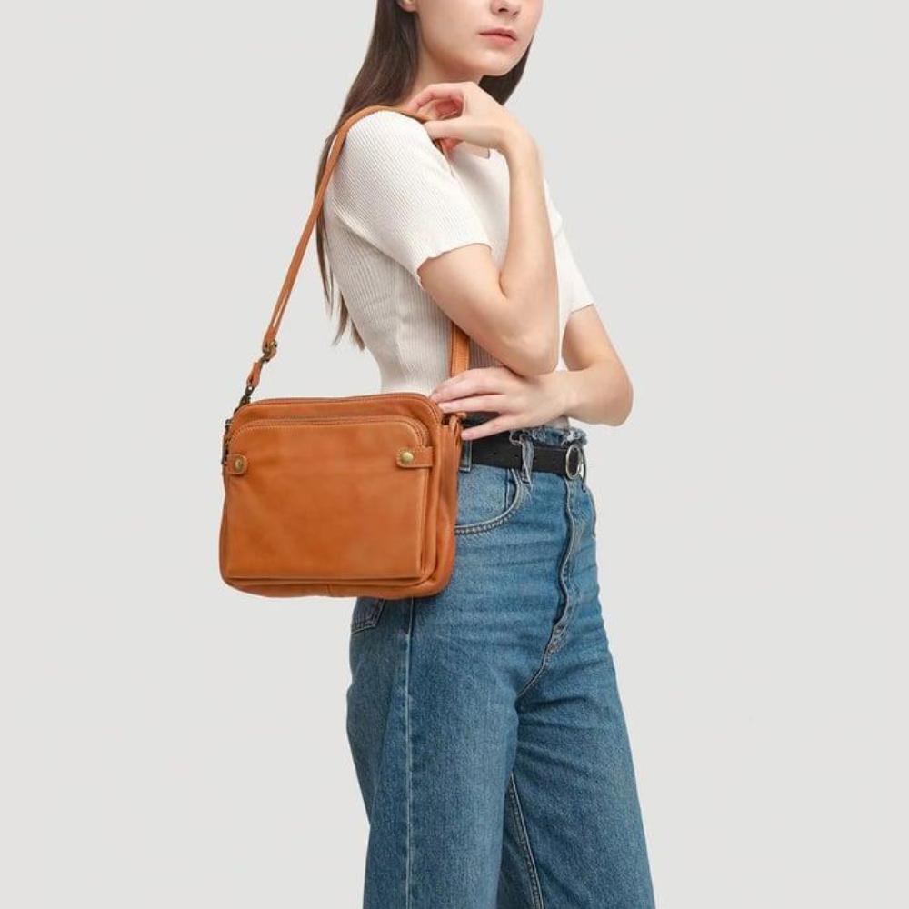Leren Schoudertas met Geïntegreerde Portemonnee 9 Kaartvakken Compact Dagelijks Gebruik Dames Crossbody