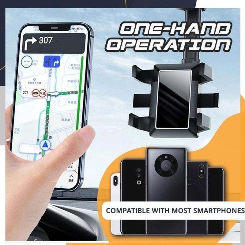 Universele Telefoonhouder voor Achteruitkijkspiegel - 360° Draaibaar - Handsfree Navigatie - Auto Accessoire
