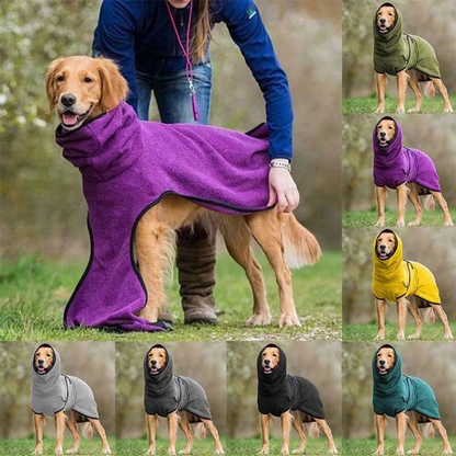 Verstelbare Badjas voor Huisdieren – Sneldrogende Handdoek voor Honden en Katten – Zachte Microvezel Pluche Absorberend – Beugel Halsband Design