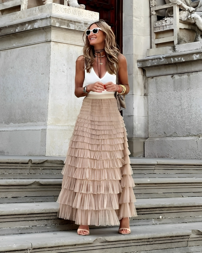 Maxi Jurk Plissé Rok voor Vrouw Zomerse Stijl - StudioMarella