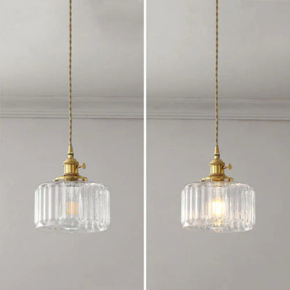Groene Transparante Glazen Hanglamp Met Ribbelstructuur En Messing Fitting Vintage E27 Plafondlamp Voor Eetkamer Woonkamer En Keuken