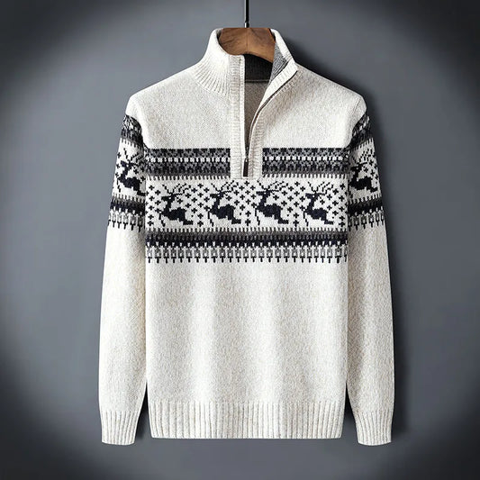 Nordval Heren Trui Half-Zip Gebreid Seizoenspatroon - StudioMarella