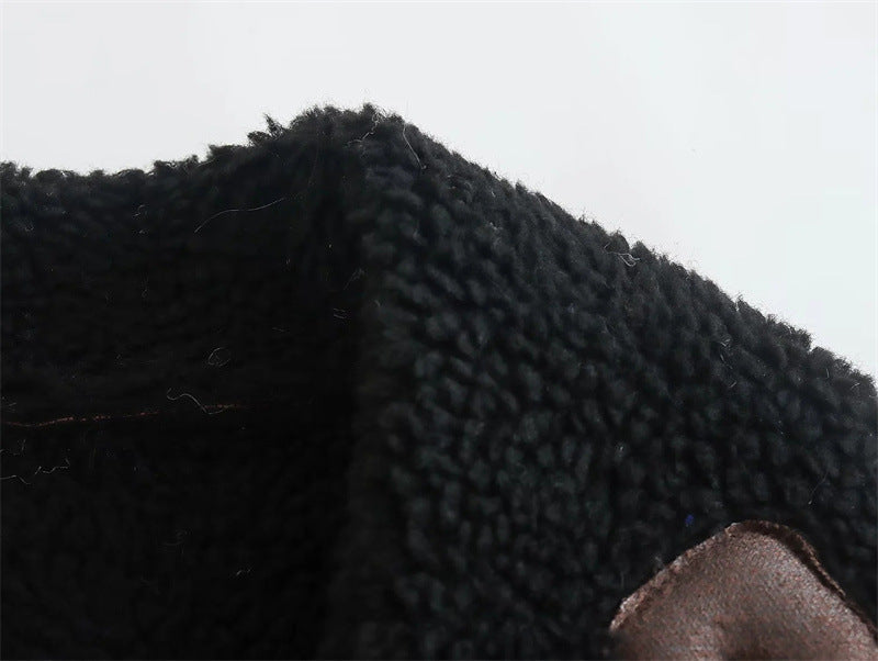 Dames Leren Pilotenjas Oversized Teddy Voering Met Zakken