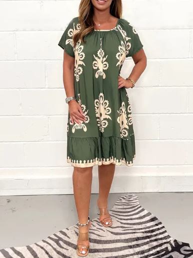 Zomerjurk Met Geometrisch Patroon Voor Vrouw