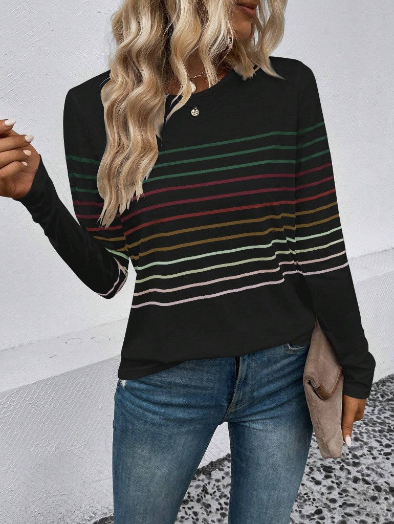 Dames T-shirt Lange Mouwen Streepjes Stijlvol Basic