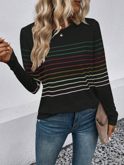 Dames T-shirt Lange Mouwen Streepjes Stijlvol Basic