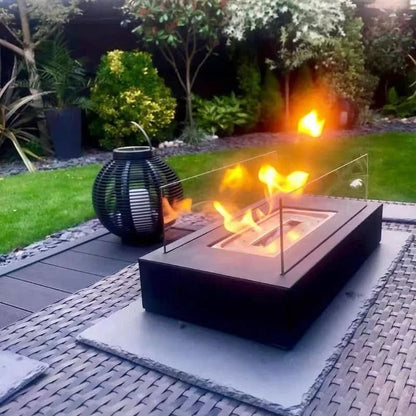 Bioethanol Tafelkachel Draagbaar Gehard Glas & Staal Design voor Binnen & Buiten Rookvrij Sfeerverlichting