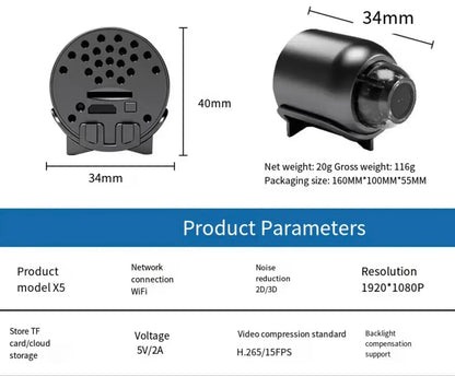 Miniatuur WiFi Camera 1080P HD 140° Groothoek Verborgen Bewegingsdetectie Nachtzicht USB Bewakingscamera Mini Spy Cam Draadloos Binnen 128GB