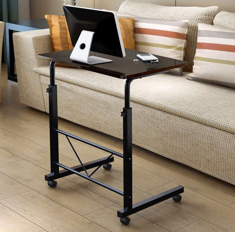 Laptoptafel Op Wielen Verstelbaar Zwart Staal Hout Bijzettafel Sofa Bureau