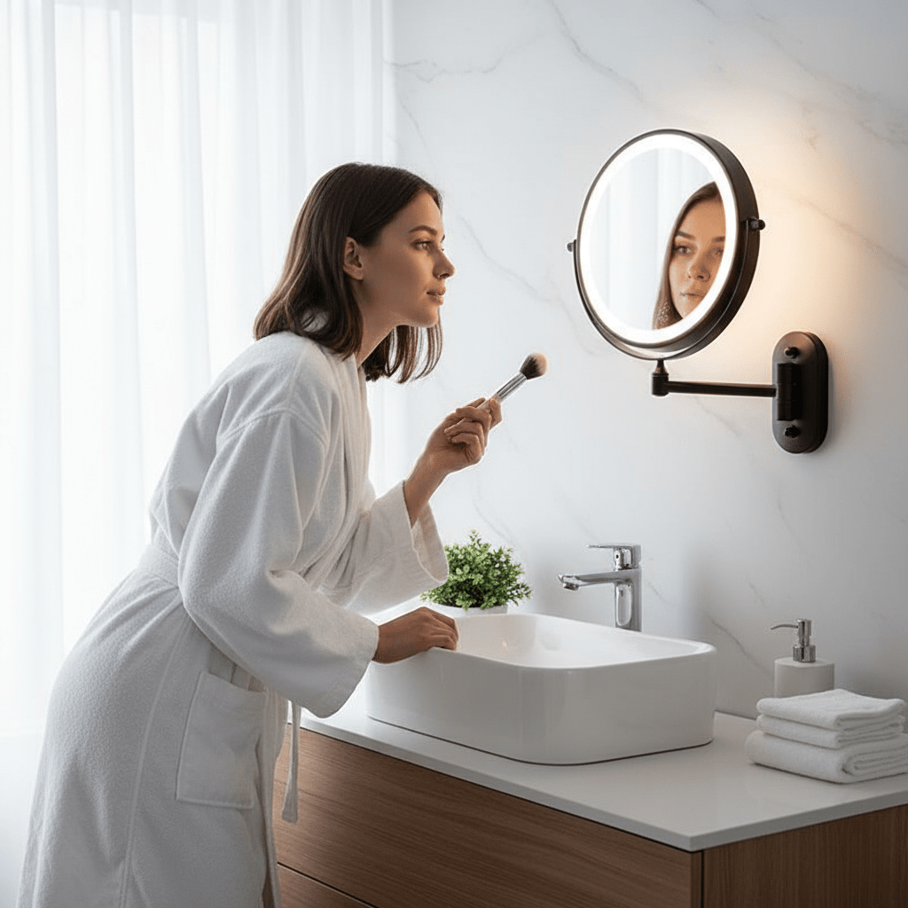 Vergrotende Spiegel LED Oplaadbaar Dimbaar Make-up Badkamer Cosmeticaspiegel Rond 20cm
