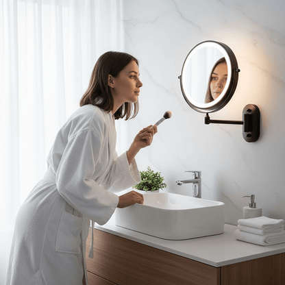 Vergrotende Spiegel LED Oplaadbaar Dimbaar Make-up Badkamer Cosmeticaspiegel Rond 20cm