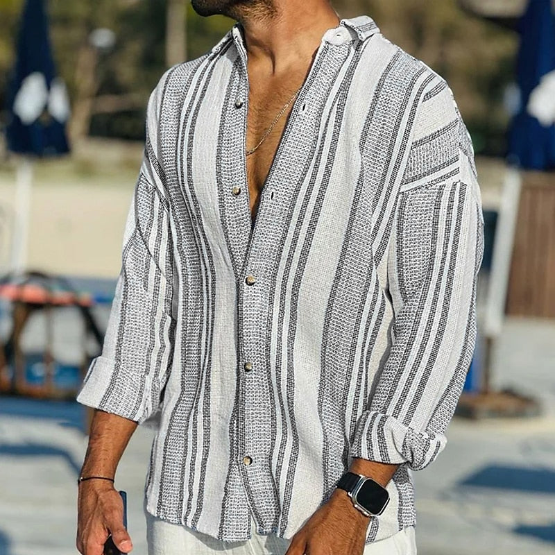 Mannen Overhemd Gestreept Klassiek Vintage Stijl