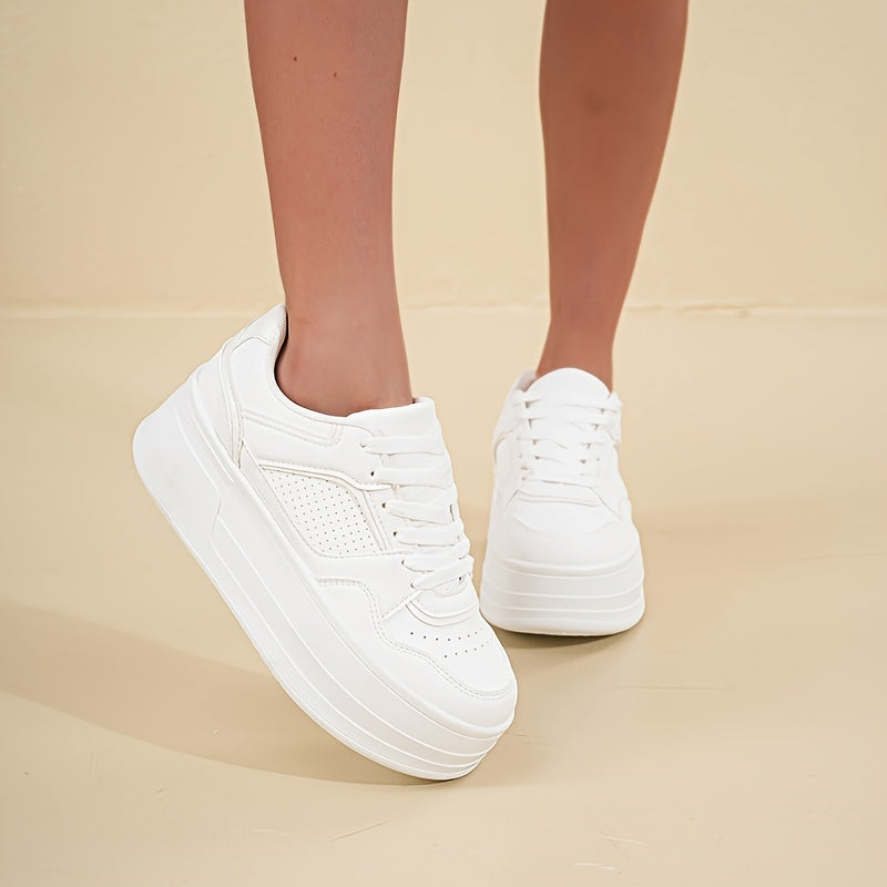 Dames Sneakers Wit Plateauzool Comfortabele Stijl