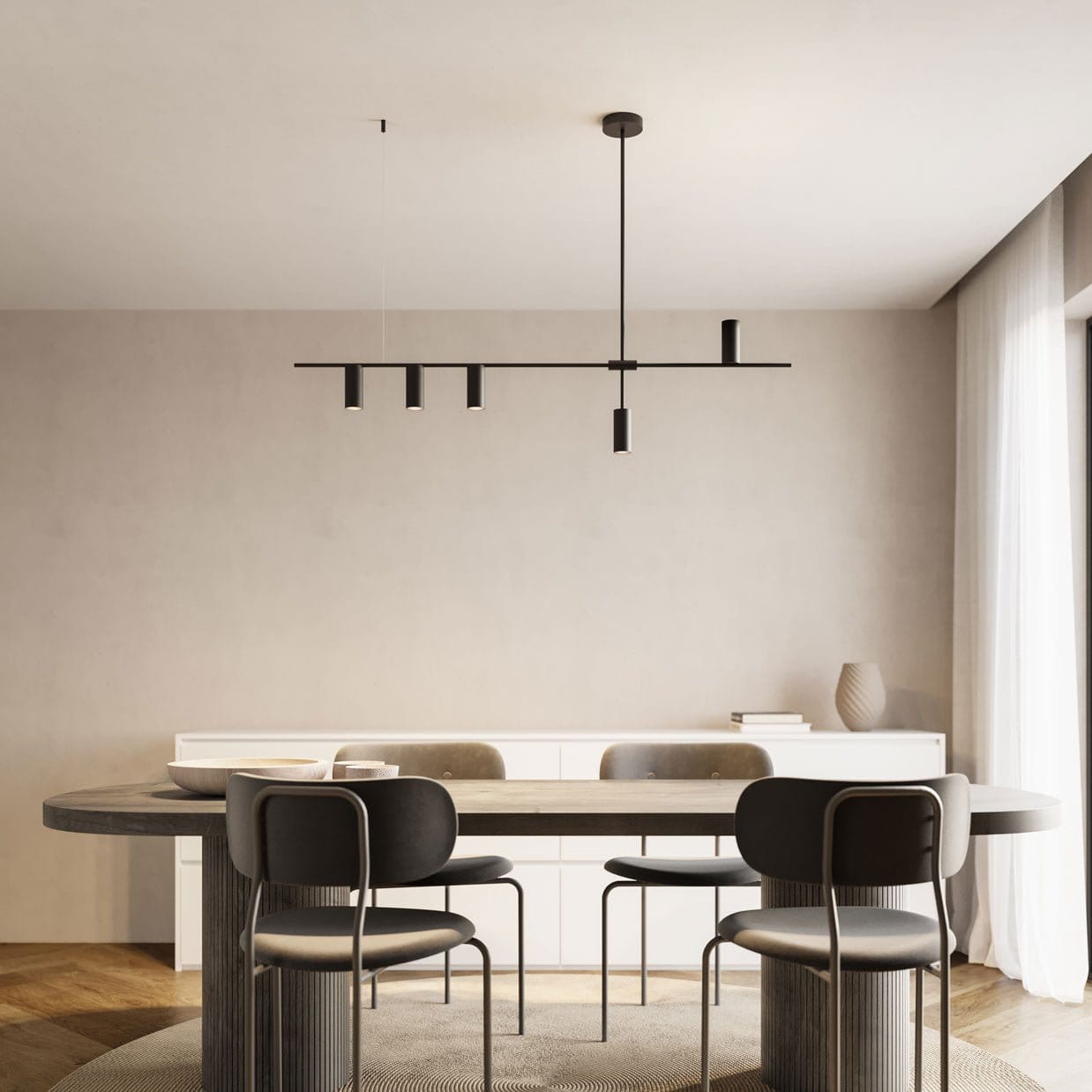 Hanglamp Aluminium Zwart 122cm Asymmetrisch Design Modern