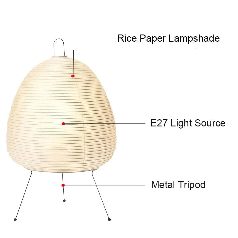 Japanse Vloerlamp Rijstpapier Minimalistisch Design E27 47cm Wit
