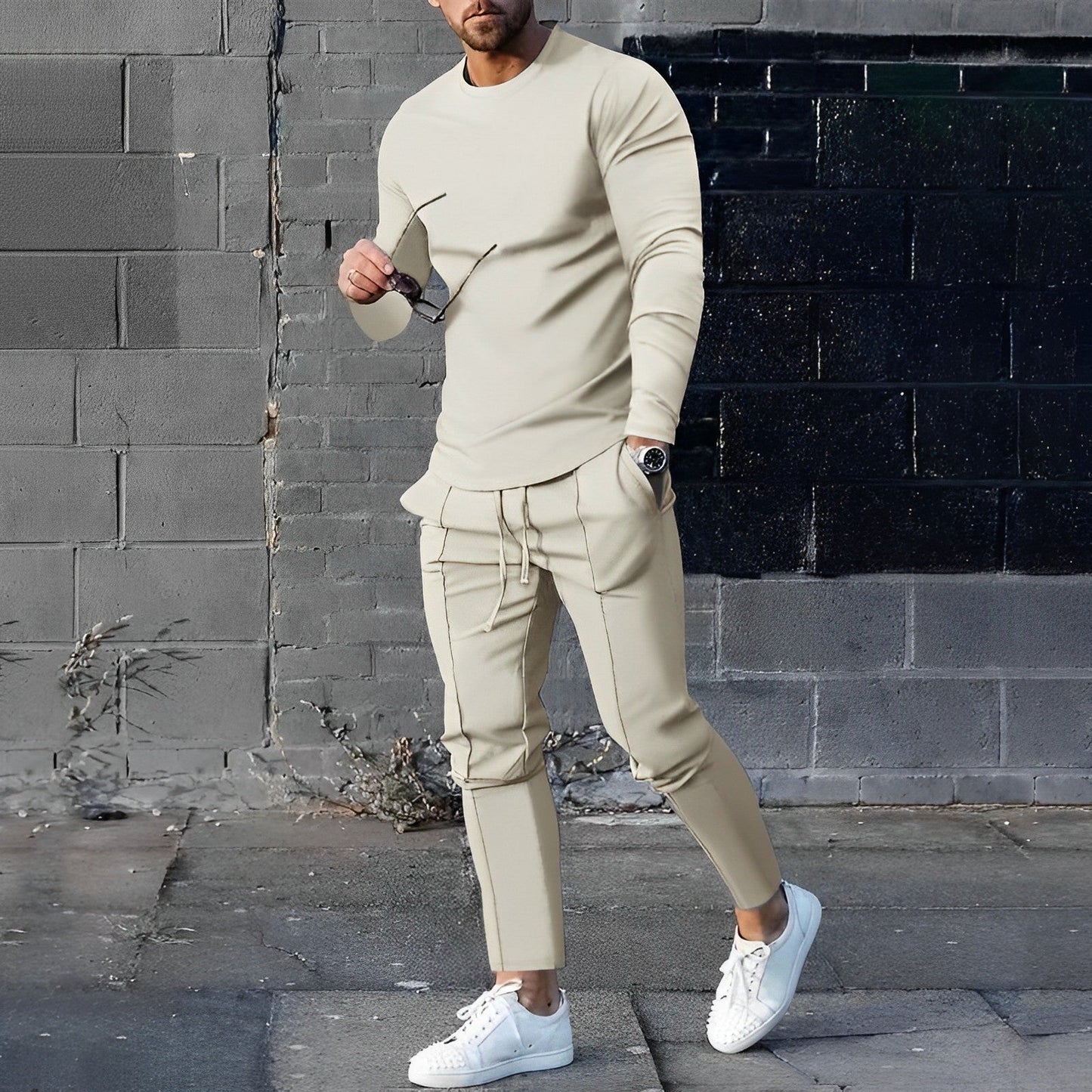 Heren Pyjama Set Lange Mouwen Comfortabel Zacht