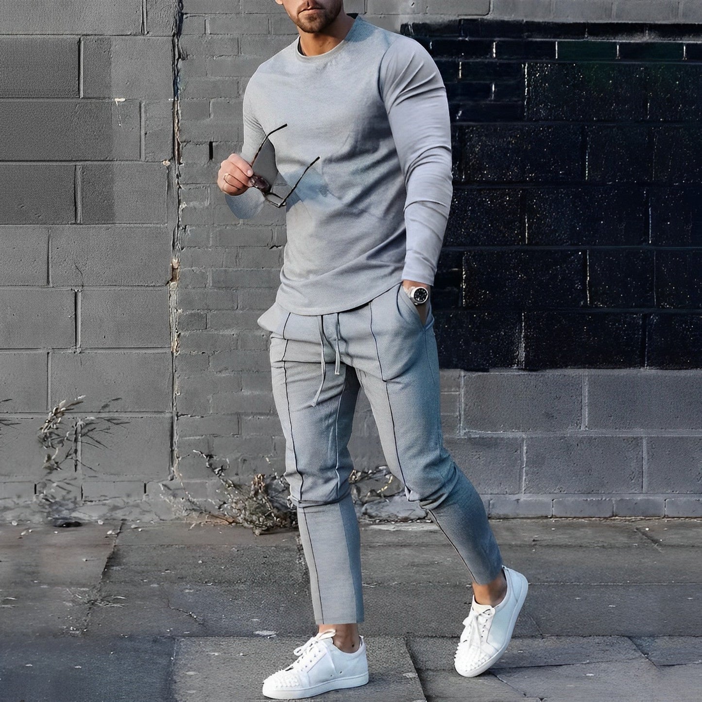 Heren Pyjama Set Lange Mouwen Comfortabel Zacht