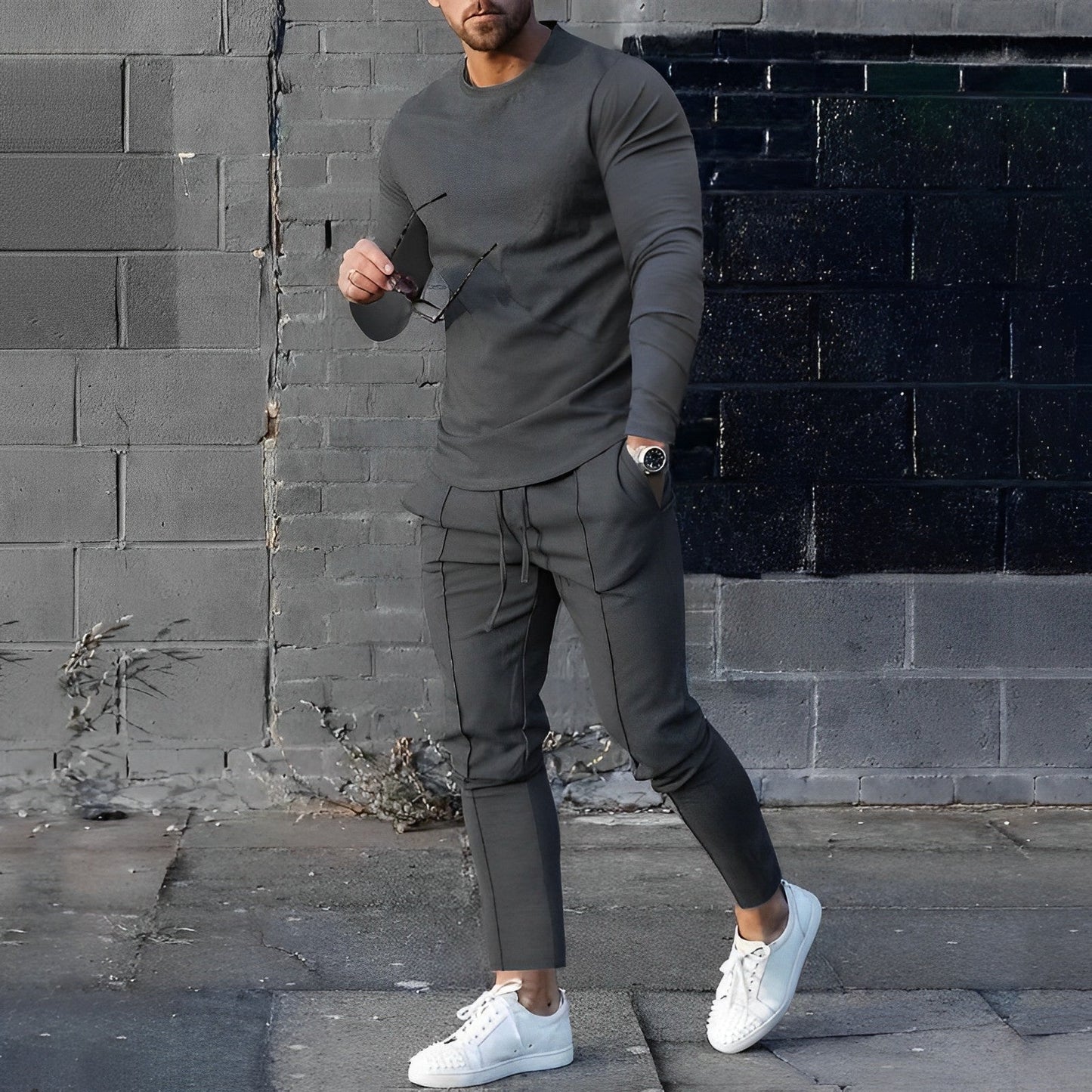 Heren Pyjama Set Lange Mouwen Comfortabel Zacht