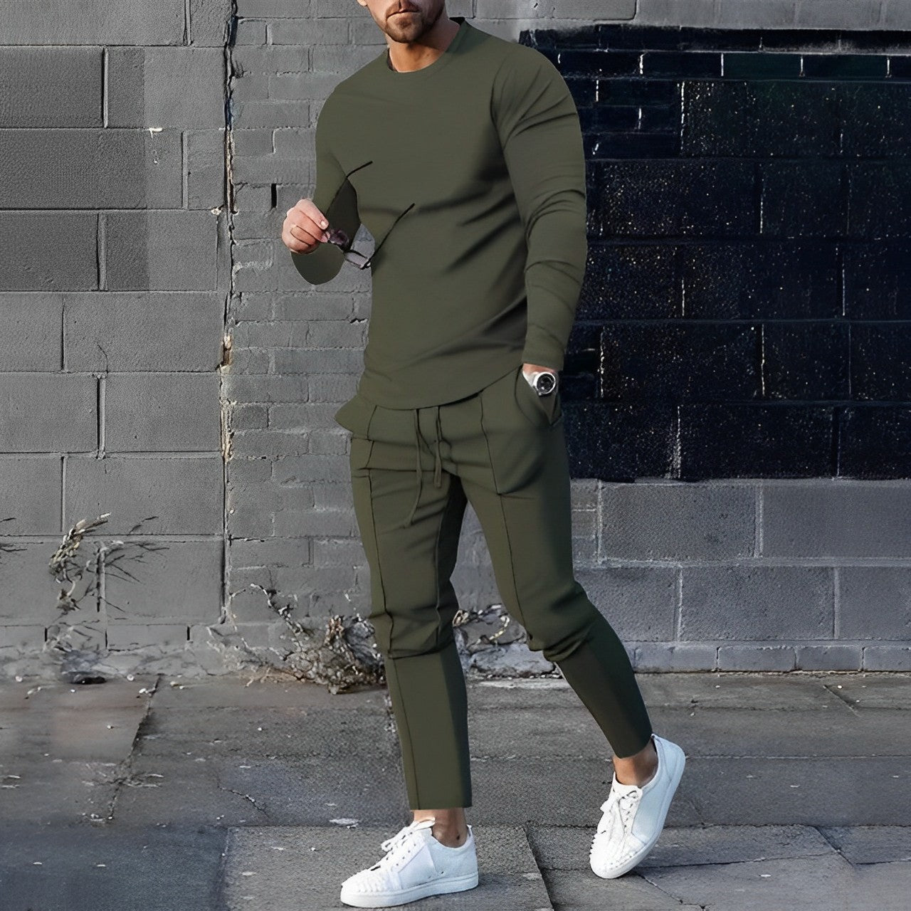 Heren Pyjama Set Lange Mouwen Comfortabel Zacht