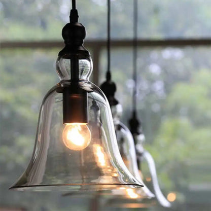 Industriële Hanglamp met Zwarte Glazen Klok – Vintage Stijl voor Eetkamer & Keuken
